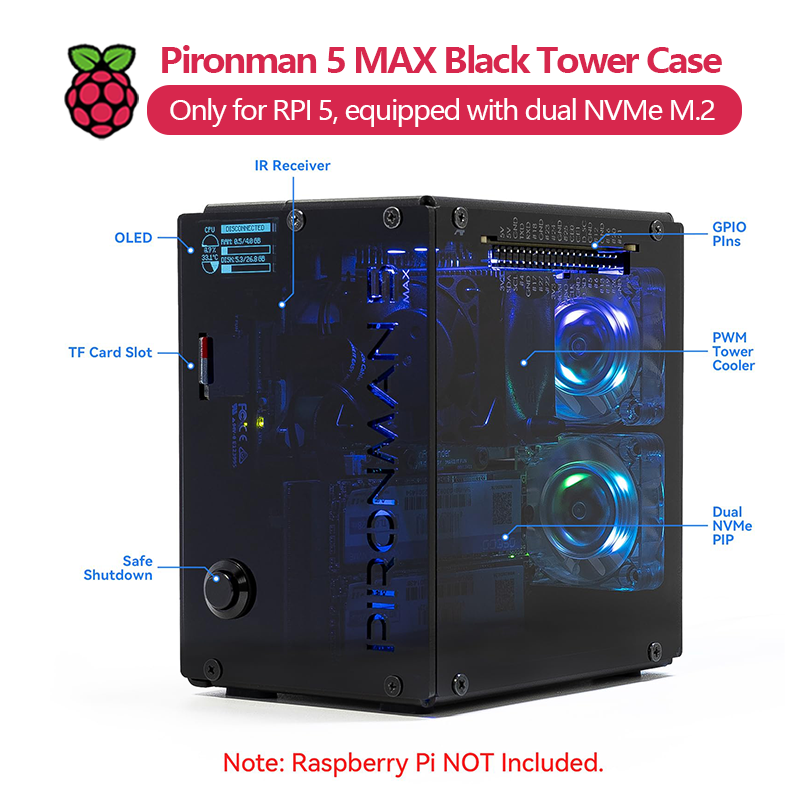 Корпус Pironman 5 MAX, черный, – обзор и цена Argon One V3 M.2 Nvme Case