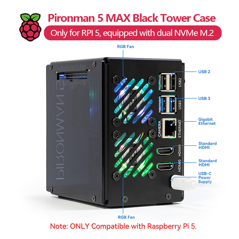 Корпус Pironman 5 MAX, черный, – обзор и цена Argon One V3 M.2 Nvme Case